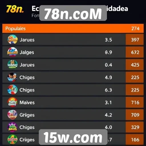 Popularidade dos jogos disponíveis em 78n.coM